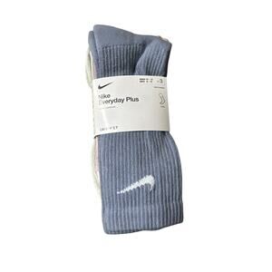 Nike Everyday Plus Crew Socks - Blue/Purple/Green WMN 10-13 MEN 8-12 - 3 Pack